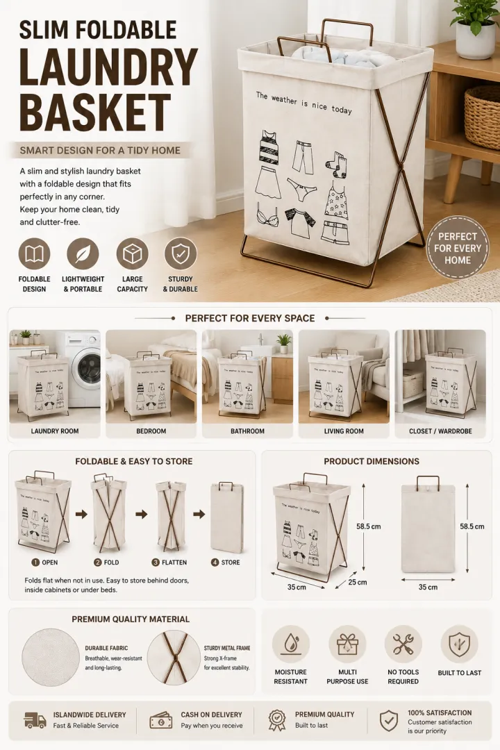 SLIM FOLDABLE LAUNDRY BASKET