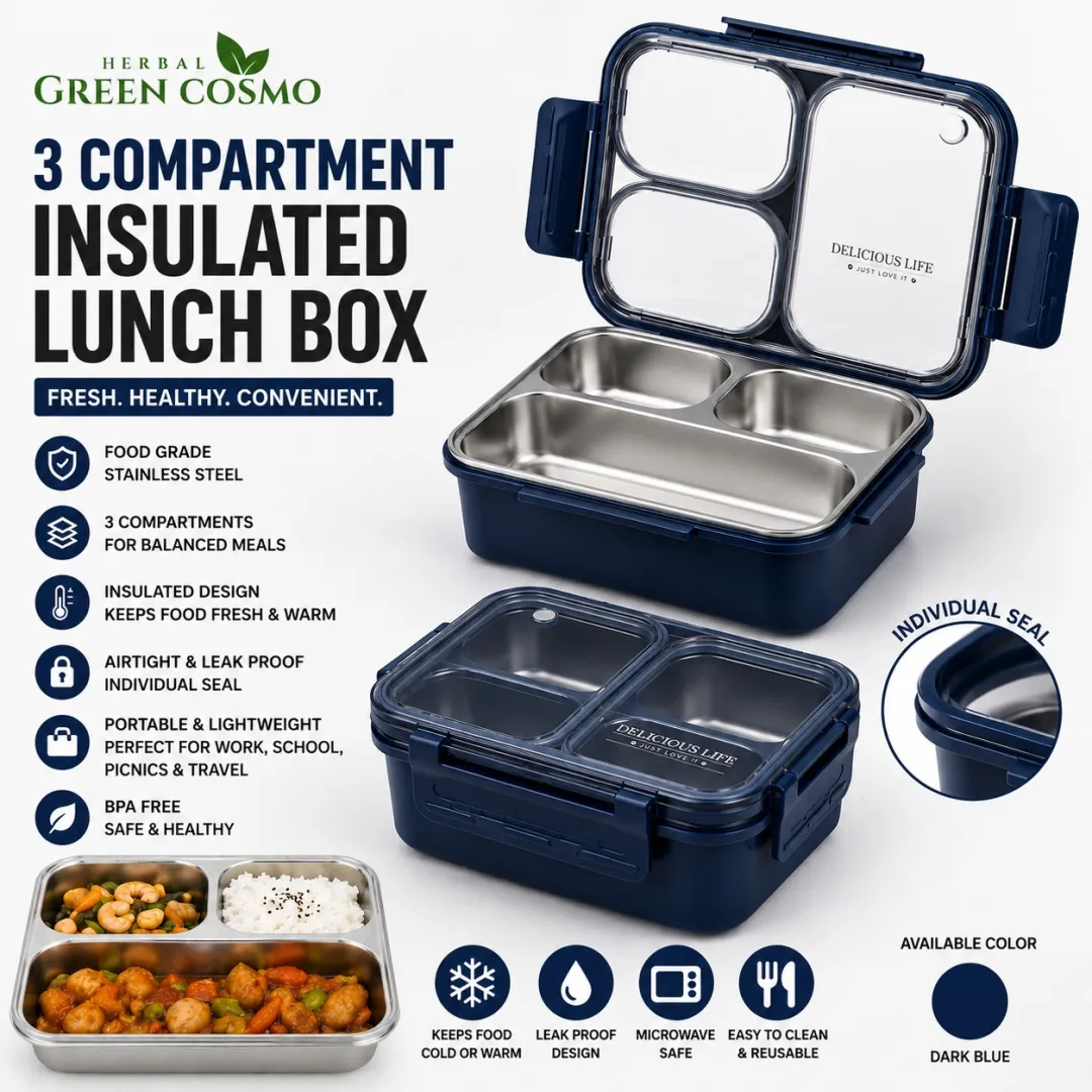 3 COMPARTMENT INSULATED LUNCH BOX