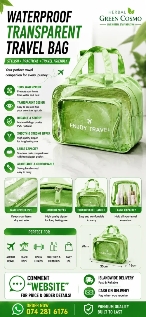 WATERPROOF TRANSPERANT COSMATIC TRAVAL BAG
